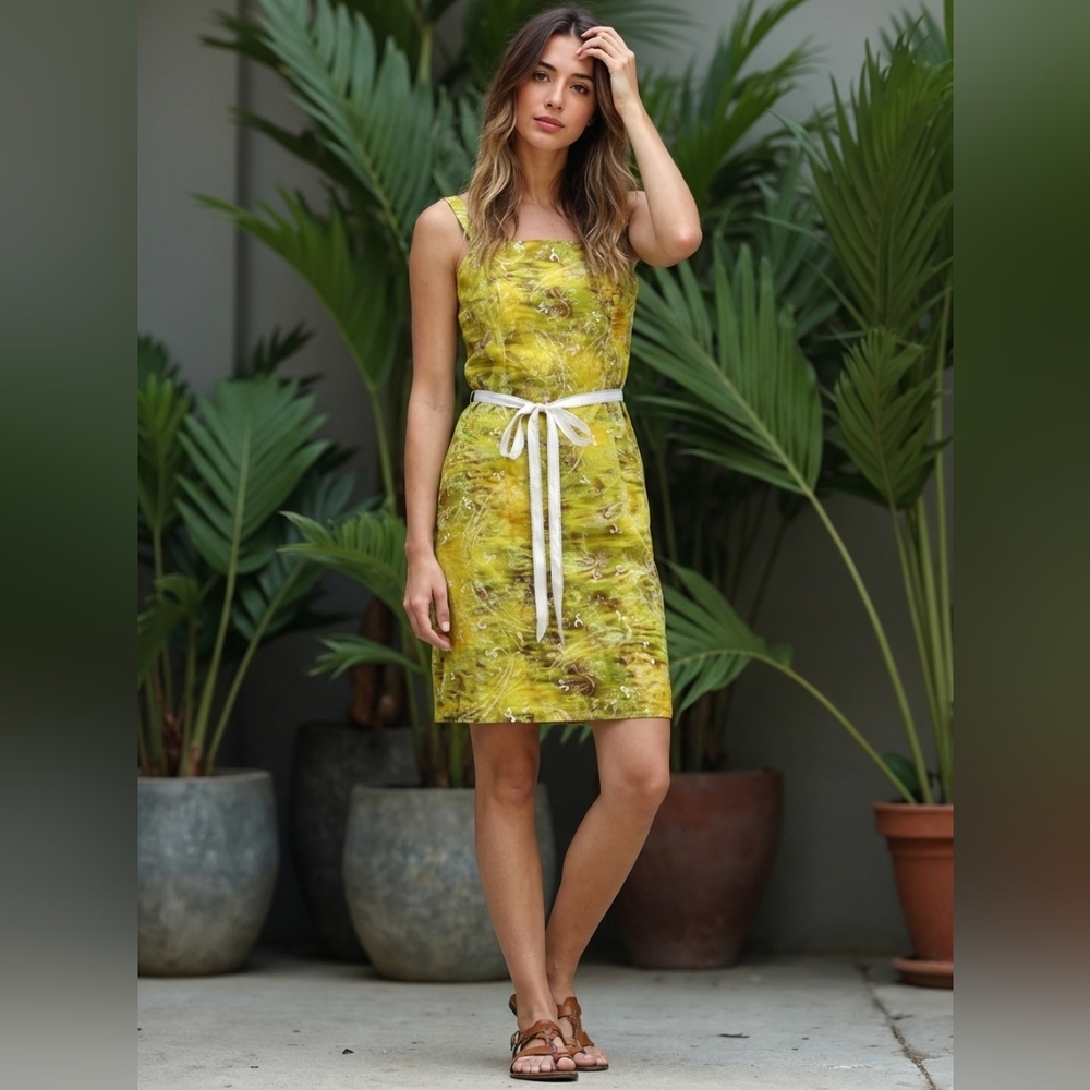 Lily Sleeveless Fitted Dress with Ribbon Belt Size Small